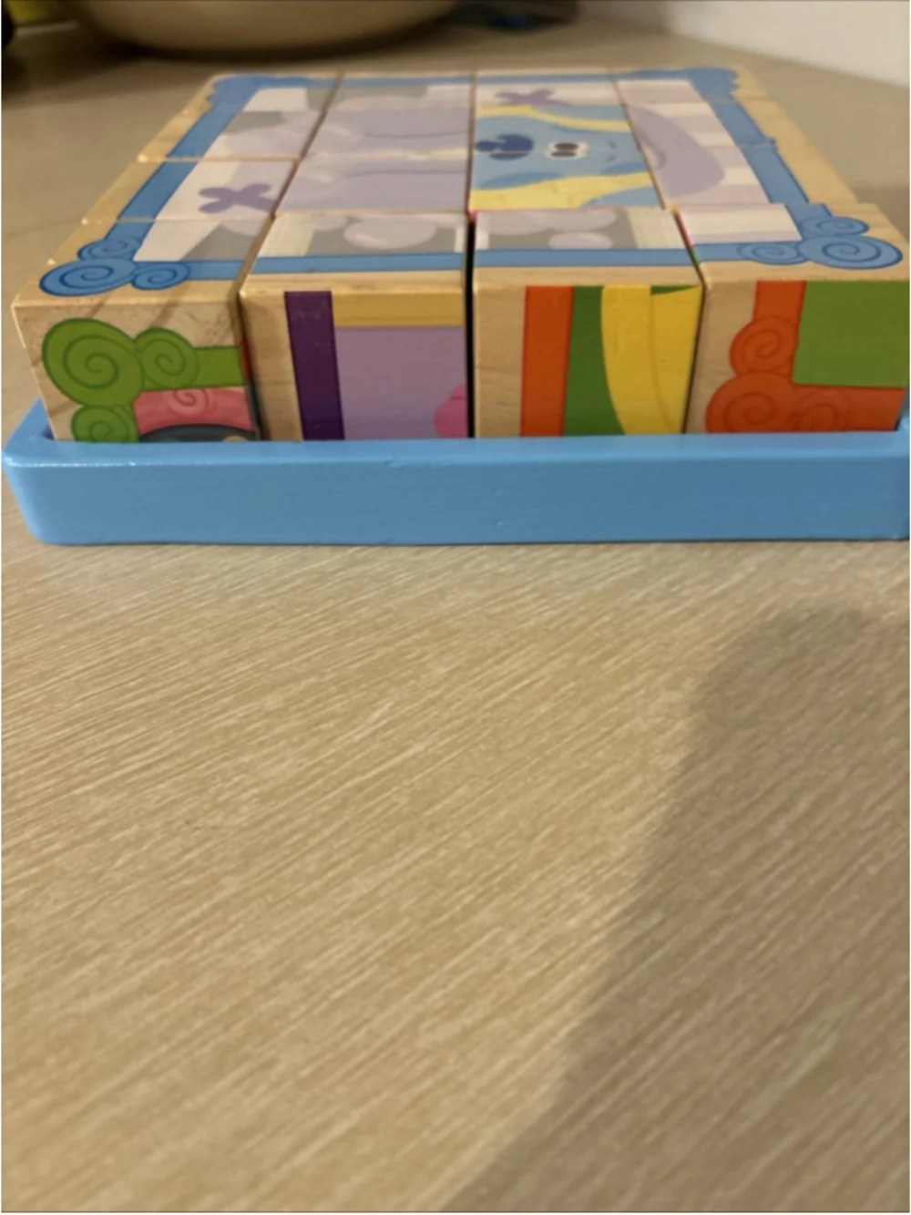 Blue’s Clues Wooden Cube 16 Piece Puzzle W/6 Different Puzzles 1192